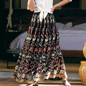 Soft Surroundings "Moonlit Vines" Maxi Skirt M/LARGE, tulle embroidered